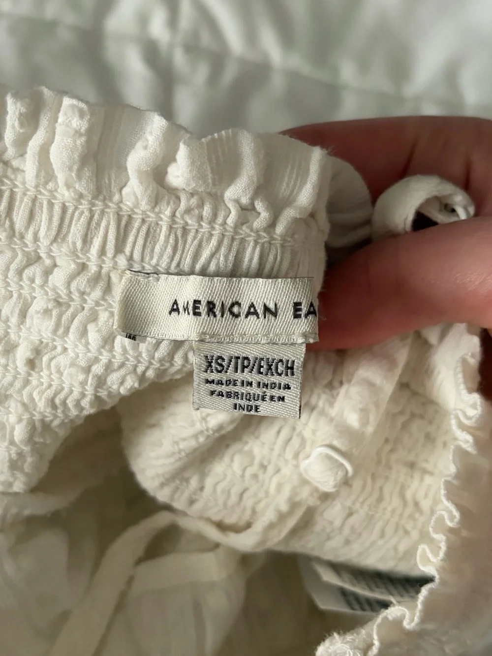 American Eagle White Lace Two-Piece Crop Top & Short Set